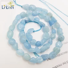 LII Ji Натуральный Камень Аквамарин неправильной формы 5x6-6x9mm бусины DiY ювелирных изделий браслет ожерелье около 39 см