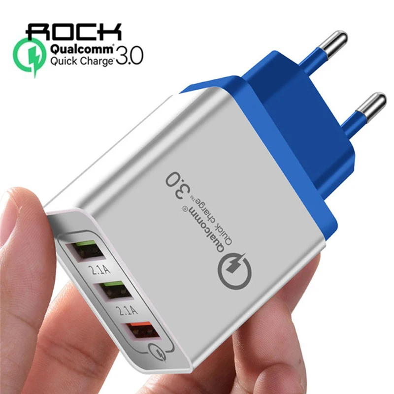 Rock 3 USB зарядное устройство адаптер для iPhone samsung QC3.0 Быстрая зарядка 0 настенное