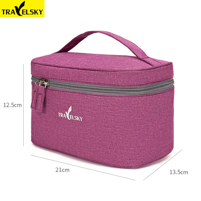 Travelsky جديد المحمولة السفر ماكياج حقيبة مستحضرات التجميل للماء حالة الحقيبة المرحاض تشكل أكياس سستة