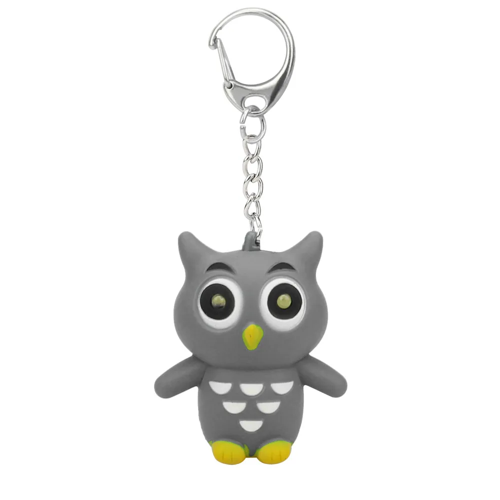 

New Fashion Cute Cartoon Owl With LED Light And Sound Keyfob Kids Toy Gift Keychain Women Phone Case Wallet Key z0427