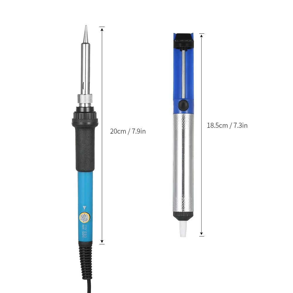 10 шт. 110 В 60 Вт Регулируемый Температура паяльник Комплект + оловоотсоса + припой советы пинцет + подставка для утюга + олово проволока трубки