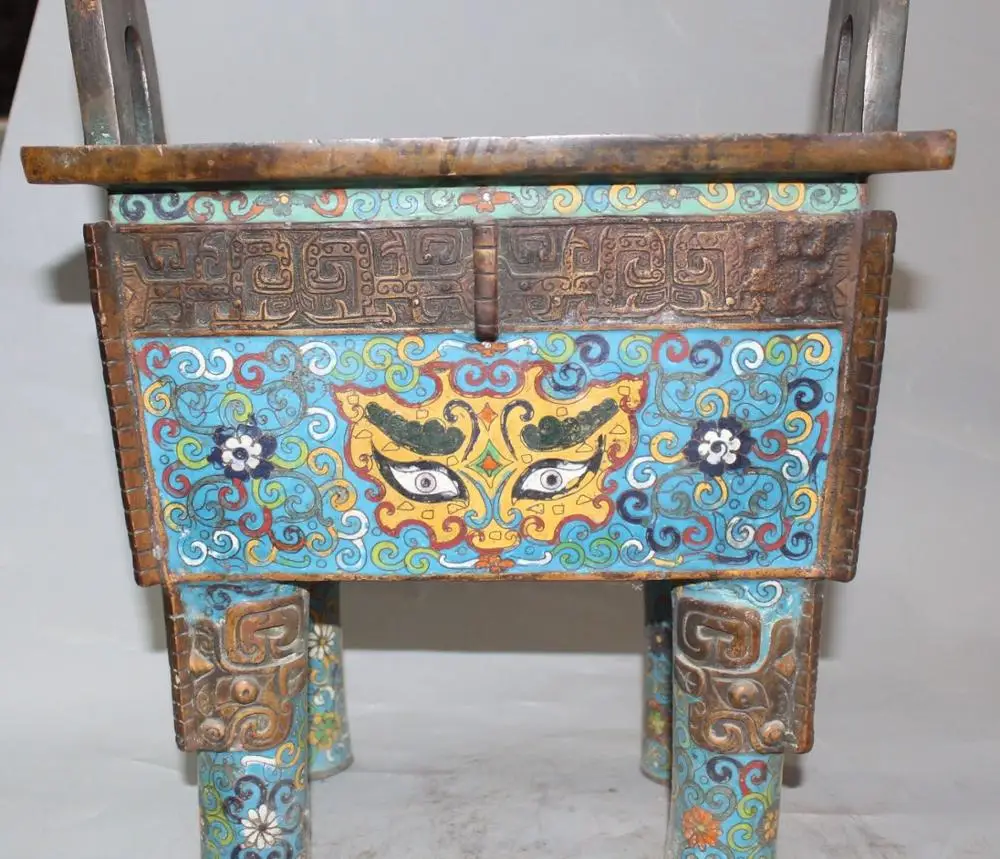 

Marked Purple Bronze Cloisonne Enamel 4 Legs Tripod Ding censer Incense Burner