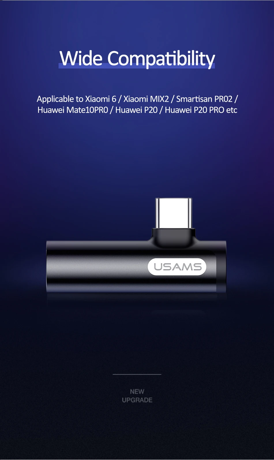 Адаптер USAMS USB C на 3,5 мм штекер на Famale сплиттер Тип c OTG адаптер для зарядки samsung s9 s8 телефонный адаптер