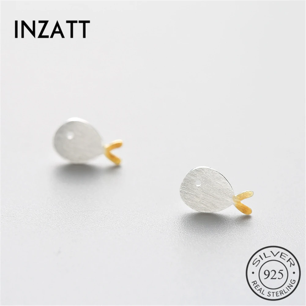 INZATT милые Настоящее серебро 925 проба серьги-гвоздики антиаллергический булавка Чудесный дизайн в виде животного ювелирные изделия Bijoux для летней вечеринки подарок