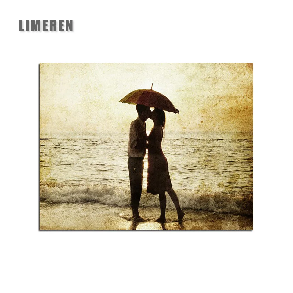 

Lovers Kissing at the Beach Pattern Digital Oil Paintng By Numbers Frameless On Canvas Home Wall Decor Diy Handwork Gift