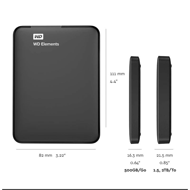 Жесткий диск Western Digital WD элементы Портативный HDD внешний жесткий диск 1 ТБ 2 ТБ hdd 2," USB 3,0 жесткий диск 3 ТБ 4 ТБ для портативных ПК