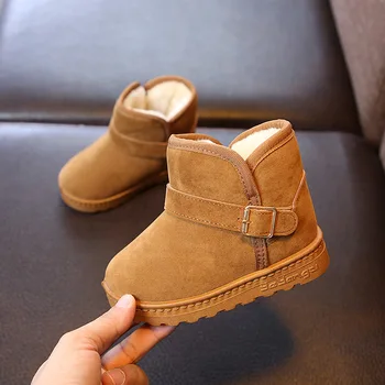 

Winter Snow Boots Kids for Girls Ankle Boots Flock Leather Warm Plush Boys Shoes Flat Boots Children Non-Slip School Cotton Boot