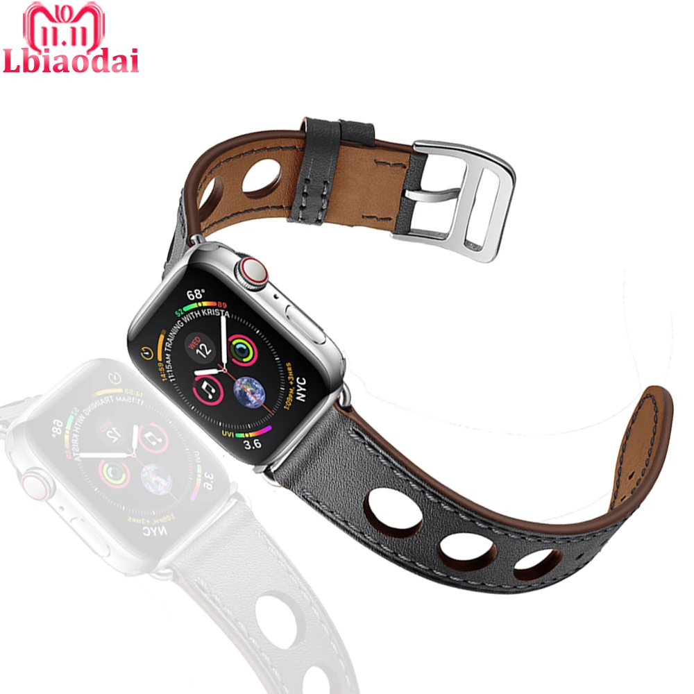

Leather strap For Apple Watch band 4 42mm 38mm 44mm 40mm iwatch series 3 2 1Stainless steel buckle wrist watchband bracelet belt