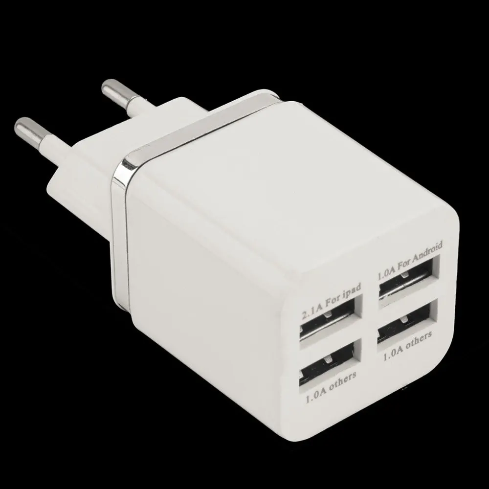 

EU Plug 4 Ports USB Travel Wall Charger Multi Power Adapter Pack Newest White