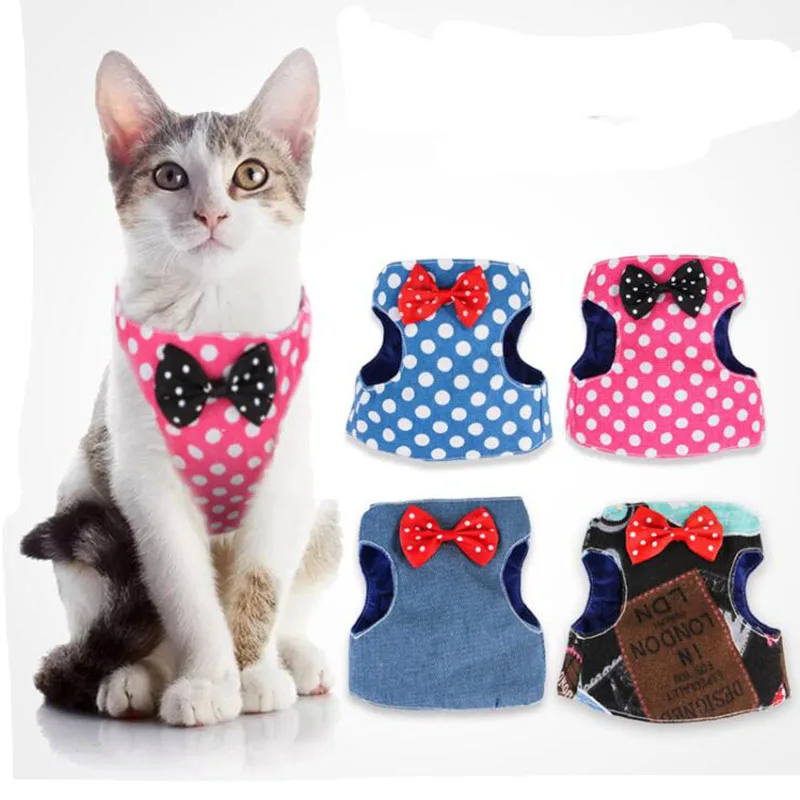 

Nylon Mesh Pet Puppy Harness Lead Set Cute Cat Harness and Leash Set Cats Dogs Kitten Cat Collar Clothes Vest For Small