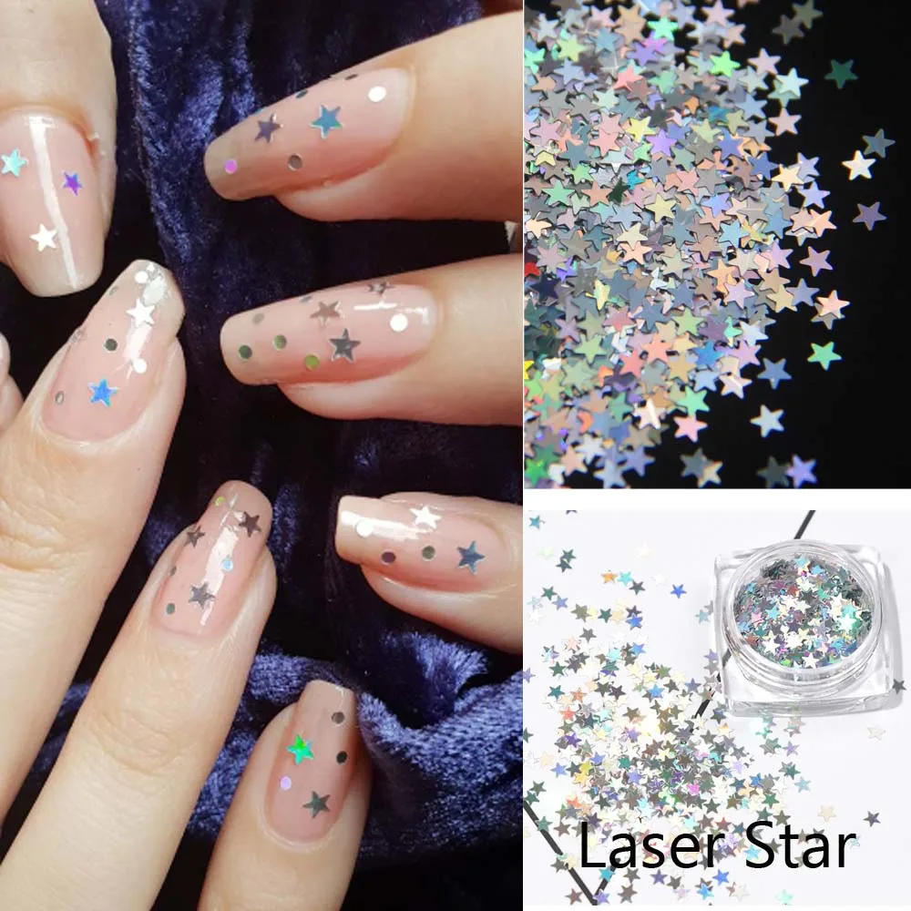 1jar Nail Art AB блестки микс сердце круглый акриловый блеск шестигранный лак для ногтей блестки голографическая звезда украшения для ногтей разные размеры