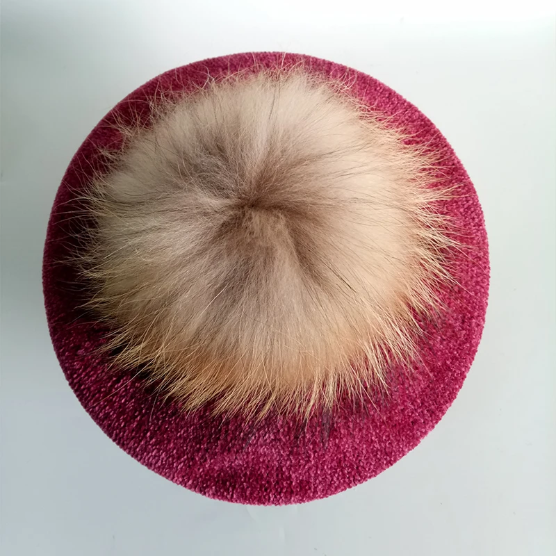 Really Natural Animal Raccoon Hair Ball 12-15cm Large Pompom With Buckle Brooch Pin Beanies Knitted Hats Caps Accessories