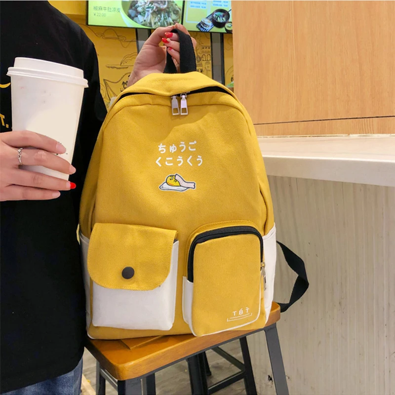 Аниме Gudetama ленивое яйцо холст рюкзак модные школьные рюкзаки Mochila большой емкости рюкзак ранец