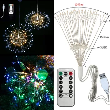 

Firework Lights LED String Lights 8 Modes Dimmable Fairy Lights with Remote Cont Party Home Garden Decoration DIY Light M50#