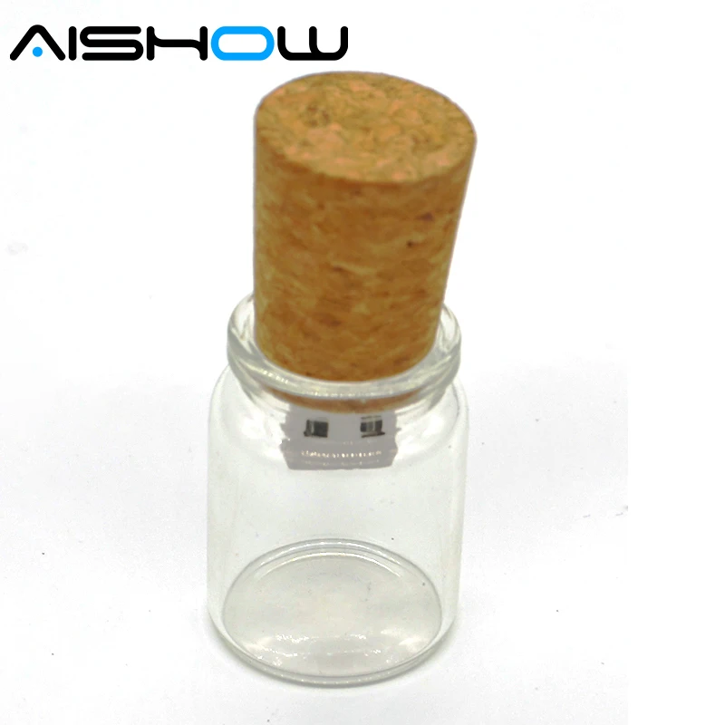 

100% real capacity drift bottle Wishing gift flash memory 8GB 16GB USB 2.0 Pen drive plug wood Flash Memory Stick Drive Gift