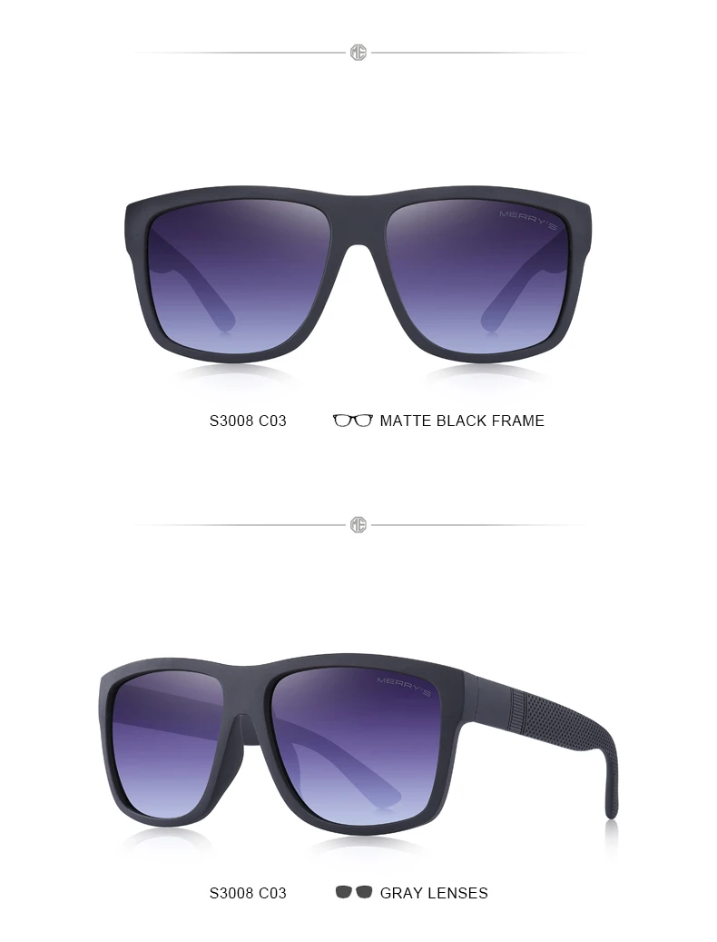 MERRYS Дизайнерские мужские классические Поляризованные солнцезащитные очки, мужские винтажные Квадратные Солнцезащитные очки с защитой от уф400 лучей S3008