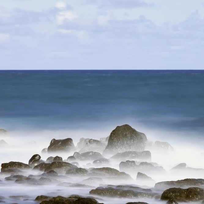 Long exposure surf along the Kealia Beach; Kapaa  Kauai  Hawaii  United States of America Poster Print (38 x 24)