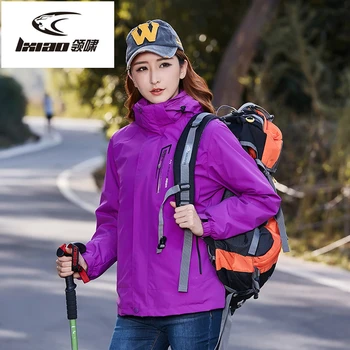 

LXIAO Two-piece Softshell Jacket Women Winter Jacket Women Outdoor Waterproof Jacket Thick Fleece Jackets Hiking Female Coats