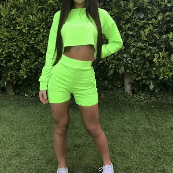 

Womens Sport Tracksuit Sexy Early Spring Fall Long Sleeve Sweatshirt Shorts Set 2Pcs Tracksuit Female Casual Outfits Sportswear