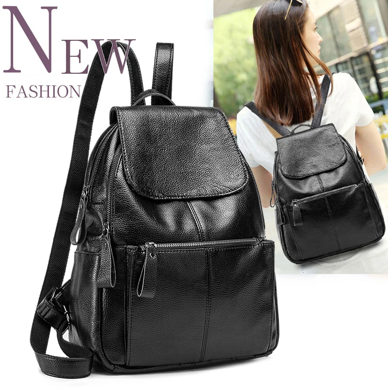 MALLUO Backpack Women Gernuine Leather Bag Women Bag Cow Leather Backpack Mochila Feminina School Bag For