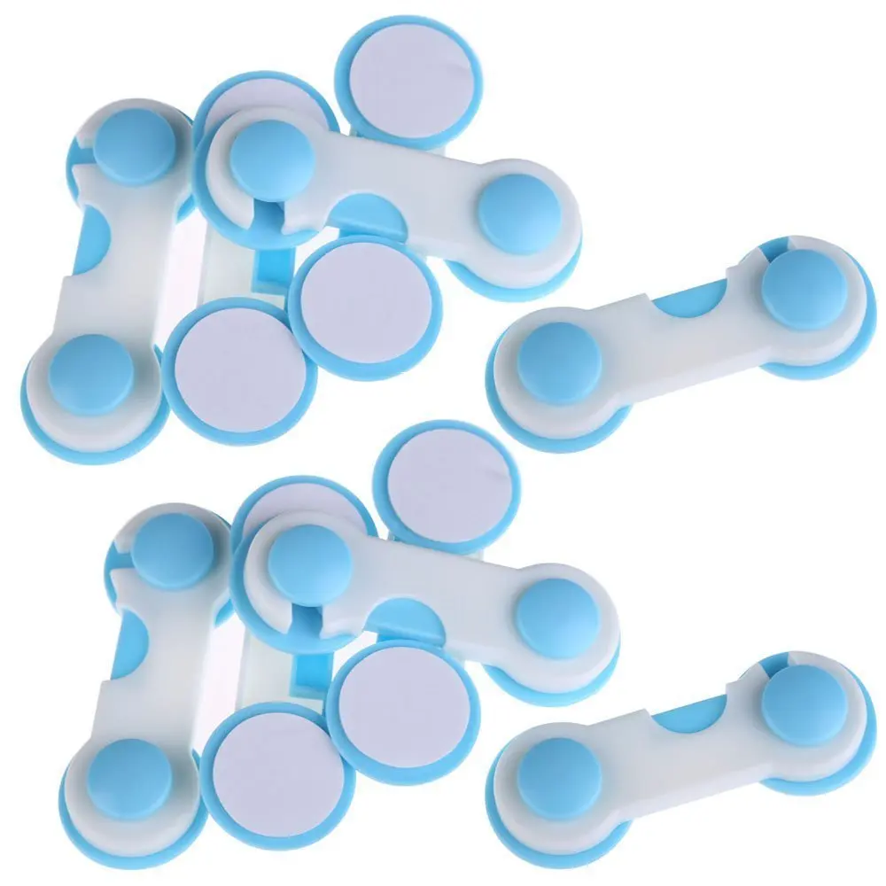 

10pcs Set Door Drawers Wardrobe Todder Baby Safety Plastic Lock Blue