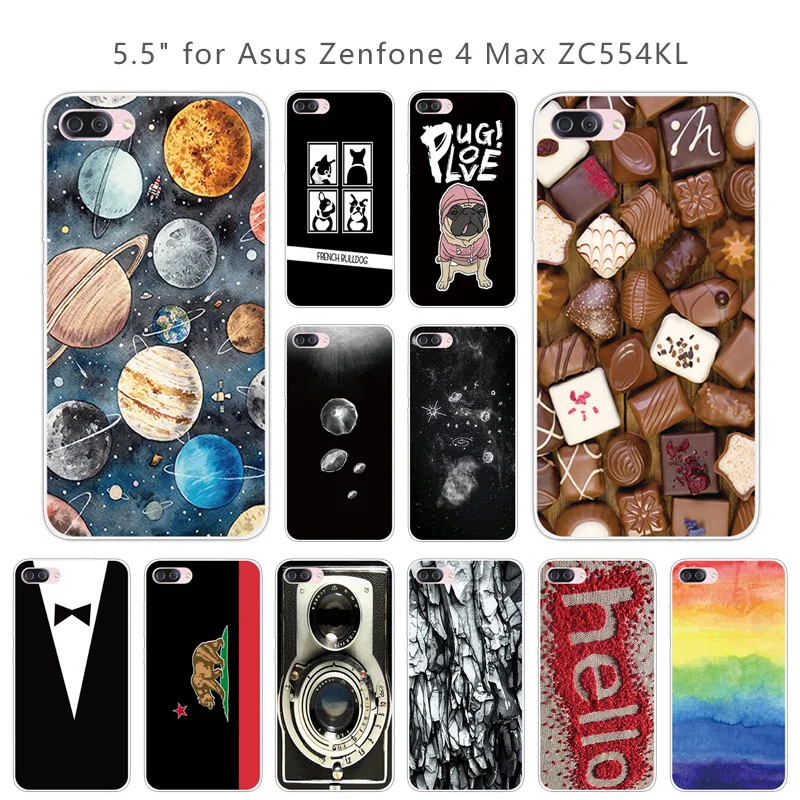 Для Asus Zenfone 4 Max ZC554KL Мягкий ТПУ прозрачный силиконовый цветной чехол для Тонкий |