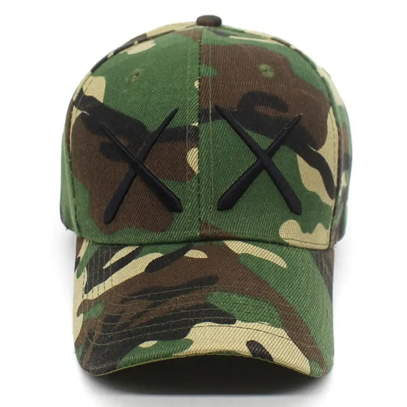 

adjustable strap back Camouflage cap for men 3D embroidery X Baseball Cap Army Green Grey Available