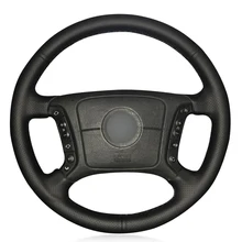 Черный PU искусственная кожа DIY ручной работы прошитый чехол рулевого колеса автомобиля для BMW E46 318i 325i E39 E53 X5