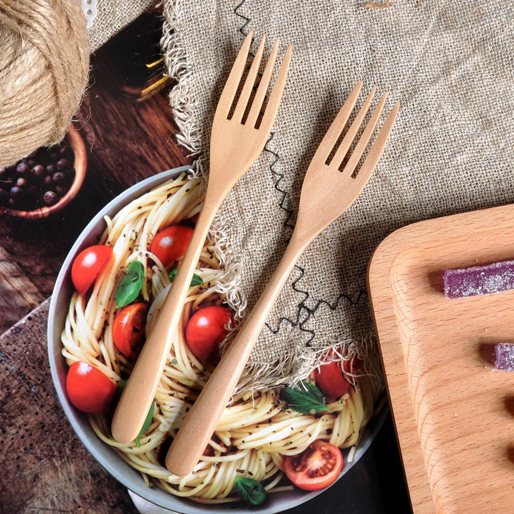 

Wooden Spoon Fork Bamboo Kitchen Cooking Utensil Tools Soup-Teaspoon Tableware Portable Tableware fork for kitchen bar 2019 NEW