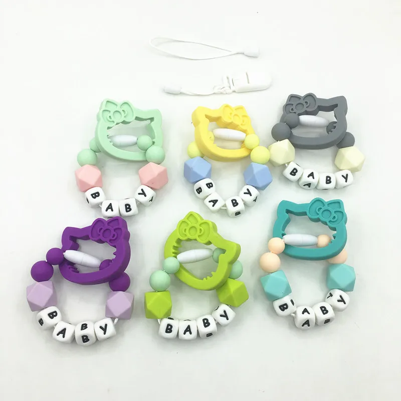 Personalised Name Baby Pacifier Clips,silicone teething pacifier clips