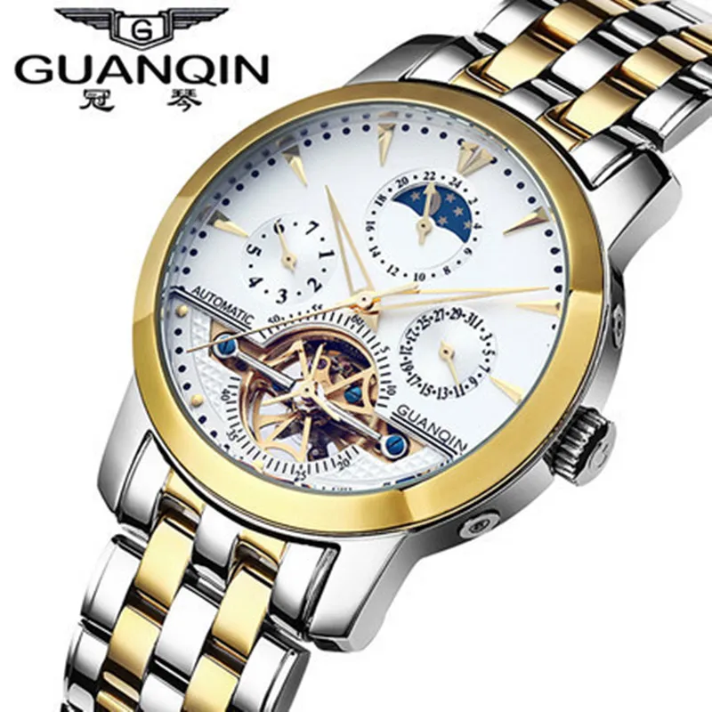 Mens Watches Top Brand Luxury Brand GUANQIN Tourbillon Watches Men Waterproof Fashion Automatic Self-Wind Mechanical Watch Clock