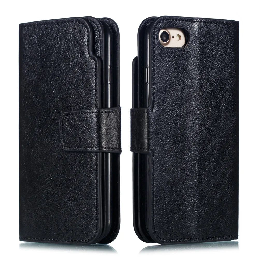 

Luxury Open left and right style leather wallet case for iphone Xs max Xr 5 6 7 8 plus coque with card slot flip leather cases
