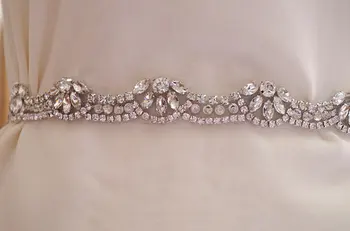 

rhinestone bridal belt applique, crystal bead sash belt, top quality glass beads, RT009