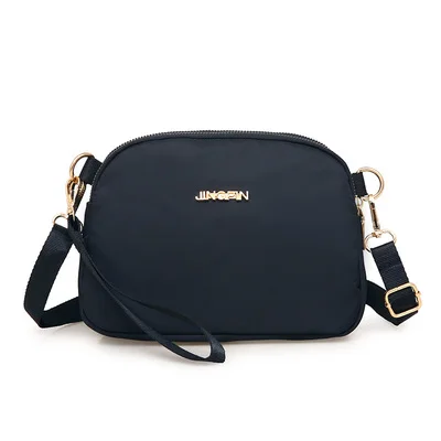 Винтажная Женская водонепроницаемая нейлоновая сумка-мессенджер, сумка через плечо, женская маленькая сумочка, женская сумка, больше молний, посылка - Цвет: Черный