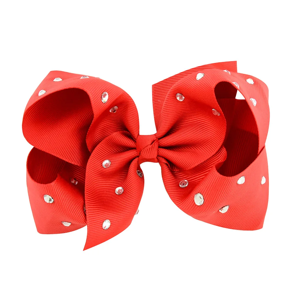 20 шт./лот лента из цельного корсажа со стразами бант с зажимом для детей ручная