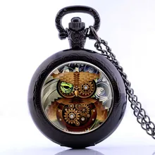 Роскошный подарочный набор веб полые Дизайн Скелет Черный механический ручной взвод карманные часы с коробкой для мужчин женщин Горячая