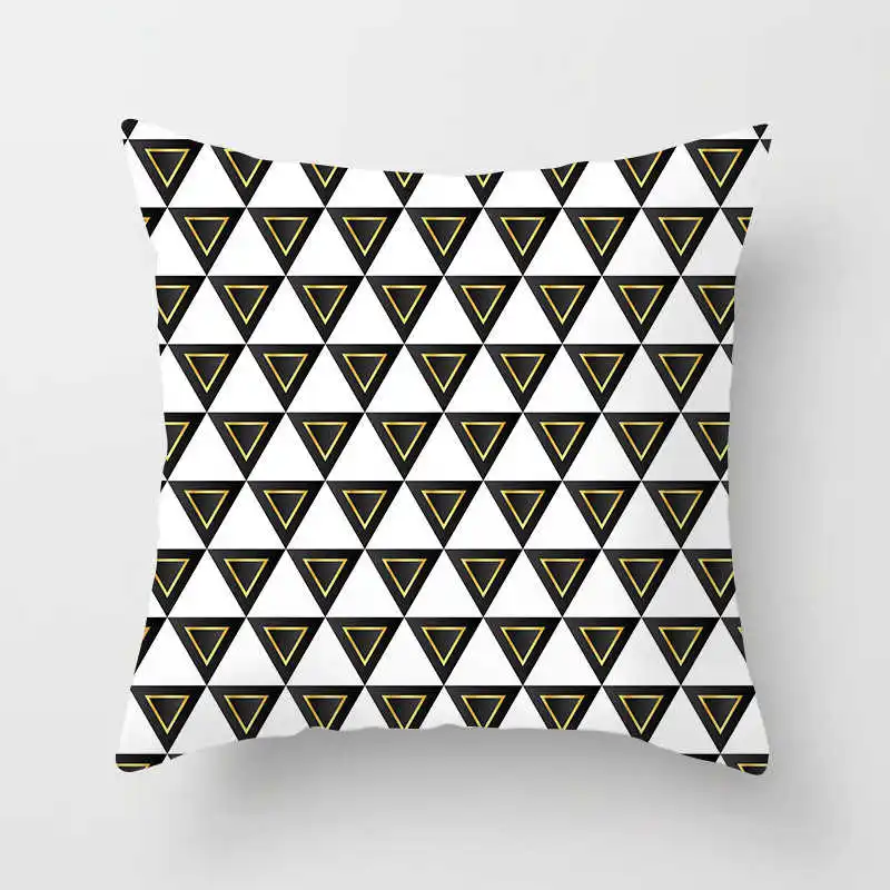 Nordic black and white geometric plaid stripes cushion cover (3)