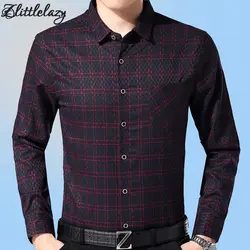 2018 Хлопок slim fit Длинные рукава мужчин платье-футболка camisa социальной masculina blusas повседневные клетчатые мужские рубашки Джерси одежда 25237