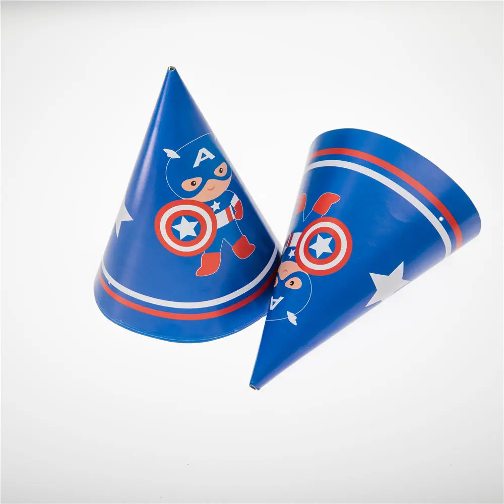 Тема Капитан Америка Супергерой День рождения платье Вечерние одноразовые посуда бумажные чашки украшения мультфильм - Цвет: hat 6PCS