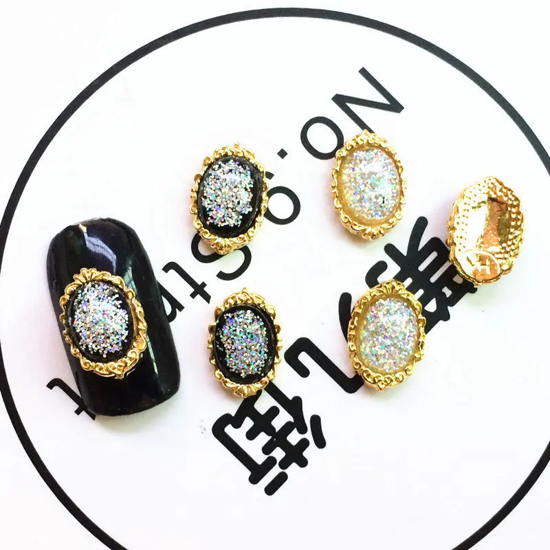 

new 20pcs/lot alloy glitter resin rhinestone nail art charms gold Japanese nail jewelry decoration bride nail metal parts