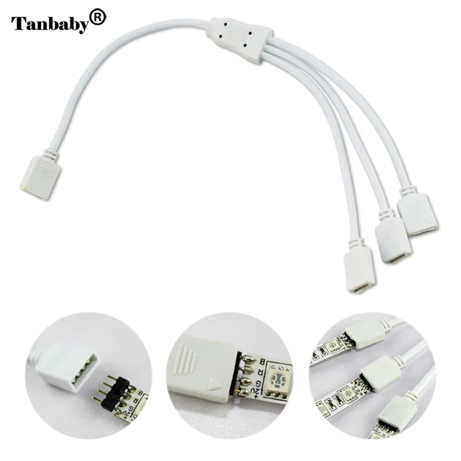 

Tanbaby 5PCS/LOT 4 Pin RGB Connector 1 To 2 Or 1 To 3 Or 1 To 4 For RGB Color 3528 5050 Strip Light RGB Strip Extend Wire