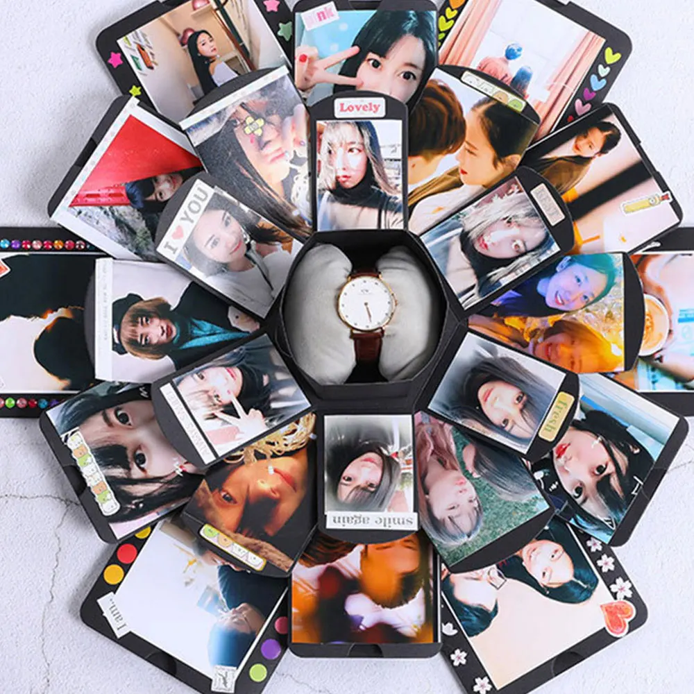 

Creative Explosion Photo Album DIY Scrapbook Hexagonal Explosion Love Note Exploding Box Valentine's Day Birthday Surprise Gift