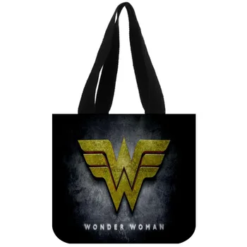 

Custom wonder woman logo Reusable Handbag Women Shoulder Cloth Pouch Foldable Large Linen Bag Shopping Bags Painting Travel