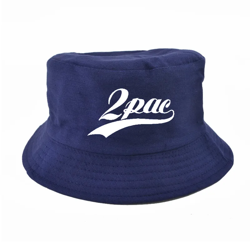 Рэп певец 2pac ведро шляпы Мода Snapback рыбак шляпа harajuku рыбалка шапки Панама Кепка - Цвет: Синий