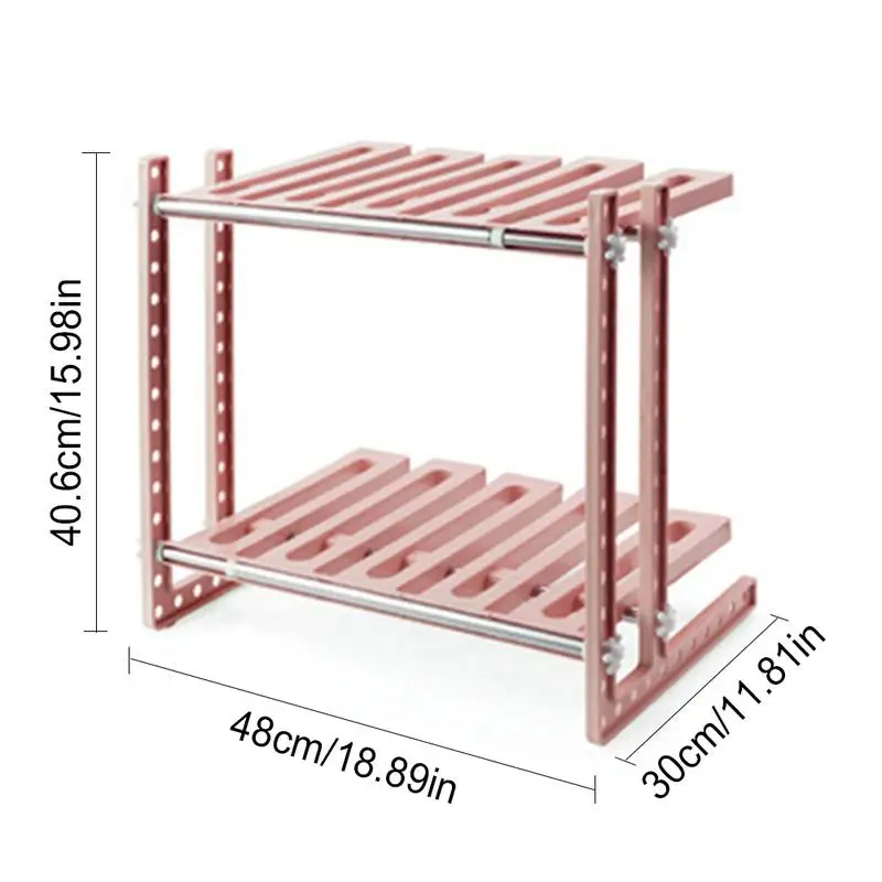 Многослойная стойка для хранения из нержавеющей стали выдвижная вешалка полка раковина кухня спальня цветок для ванной Подставка для хранения - Цвет: Pink
