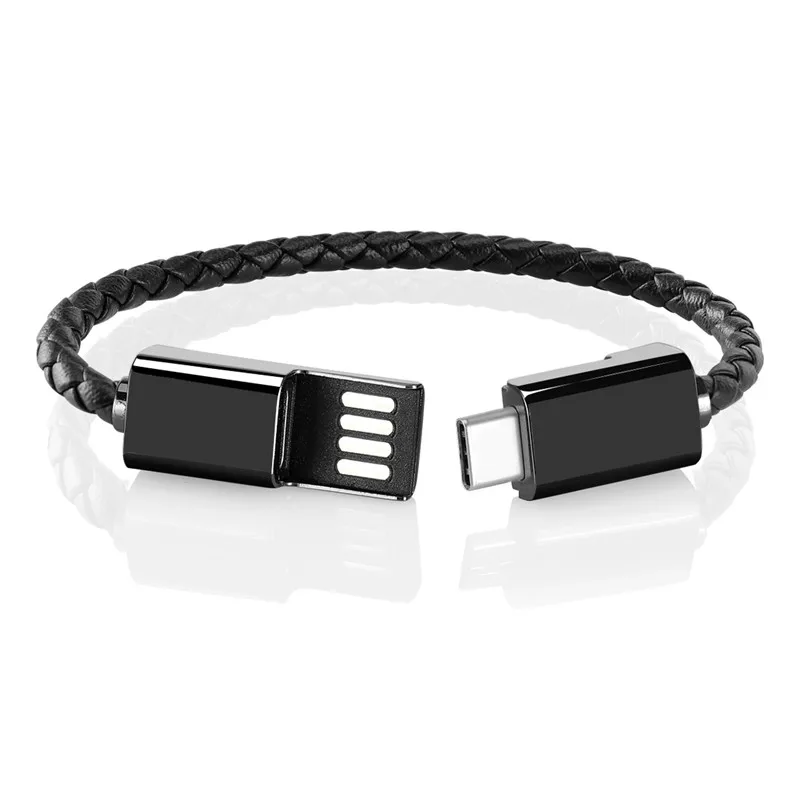 

USB Type C Charging Cable Leather Bracelet Link Charging Cable Braided Wrist Band USB Sync Data Charger Cord for Samsung Galaxy