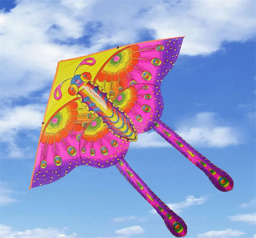 

50CM Nylon Rainbow Butterfly Kite Outdoor Foldable Children's Kite Stunt Kite Surf without Control Bar and Line