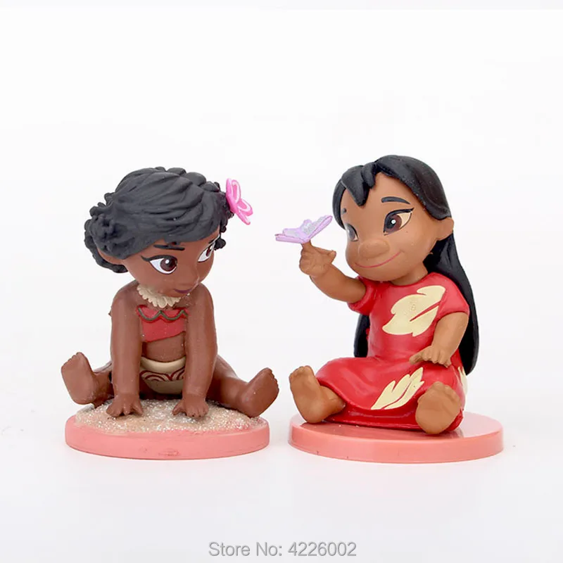 9pcs/set Elsa Anna Moana Lilo Pelekai PVC Action Figures Tinker Bell Alice in Wonderland Figurines Dolls Kids Toys for Girls