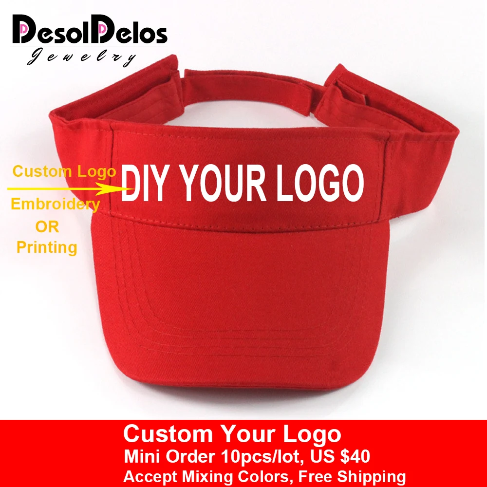 

2019 New Visor Caps Women Open Tops Customized Adjustable Hats LOGO Printing Candy Color Adult Baseball Sun Caps 10pcs/lot