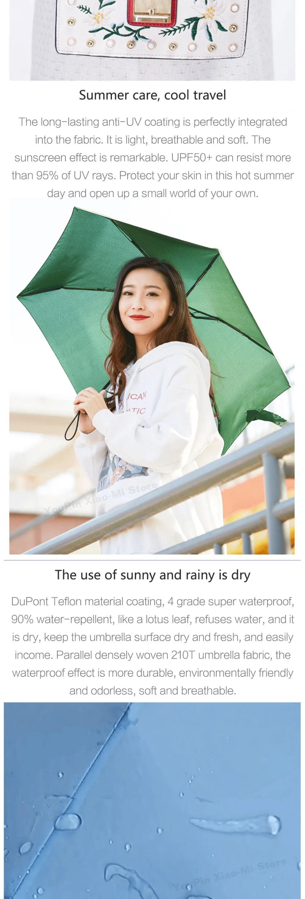 Xiaomi Зонт 50% складные супер короткие солнцезащитные зонты переносные сверхлегкие дождливые Зонты водонепроницаемые ветрозащитные